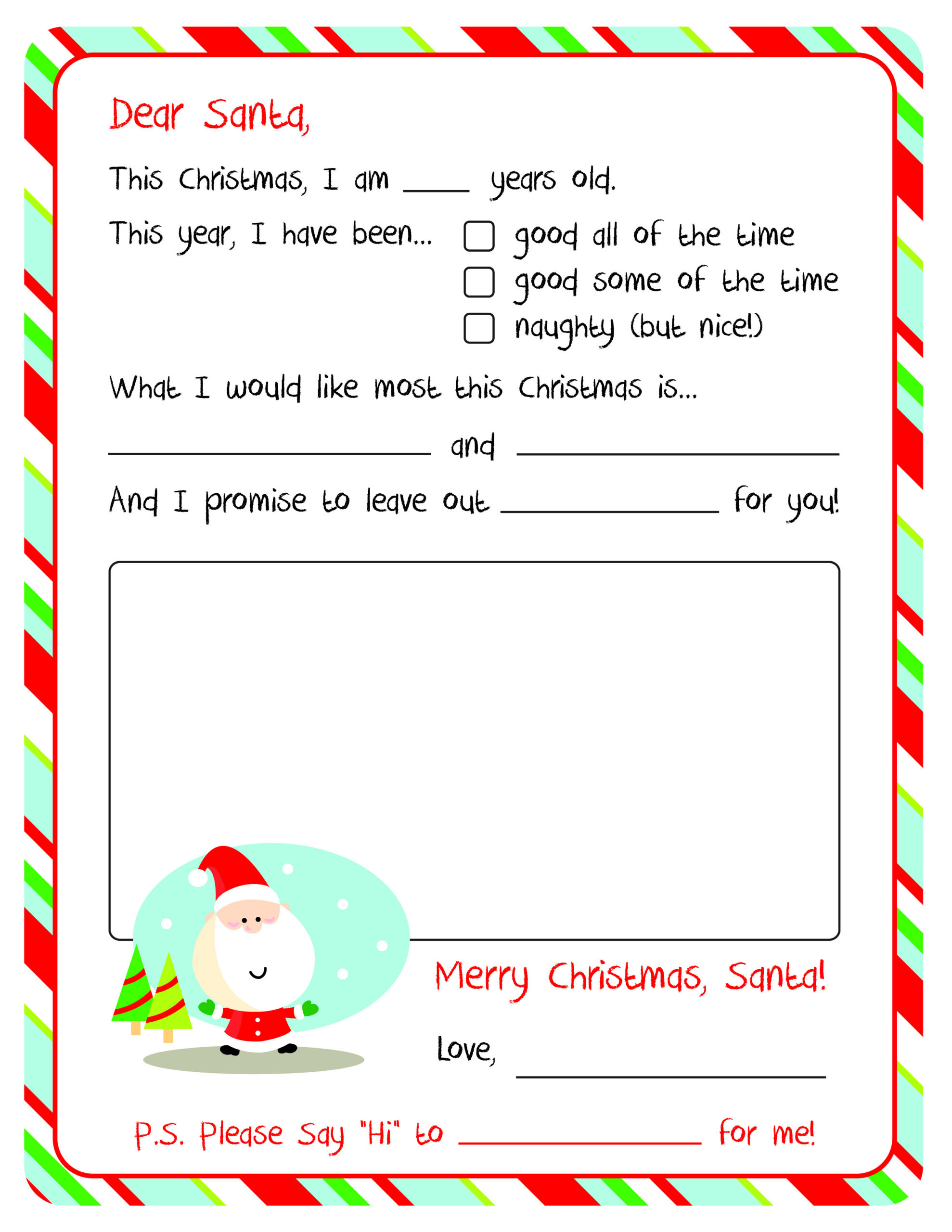 Letter To Santa – Free Printable intended for Free Santa Templates Printable