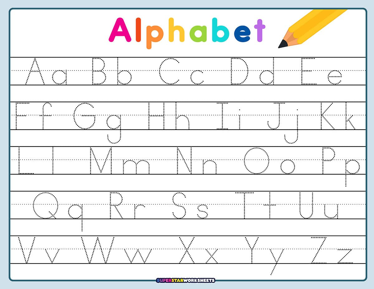 Letter Tracing Worksheets - Superstar Worksheets within Free Printable Tracing Alphabet Worksheets