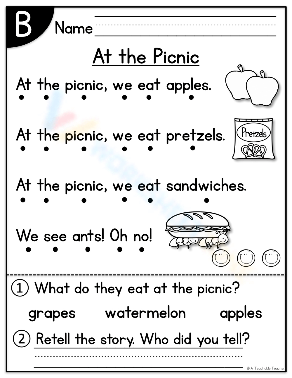 Level B Reading Comprehension Worksheets inside Free Printable Leveled Readers For Kindergarten