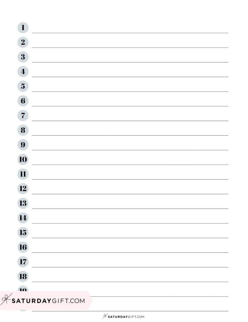 Lined Paper Printable Templates - 38 Free Printables | Saturdaygift in Free Printable Numbered List