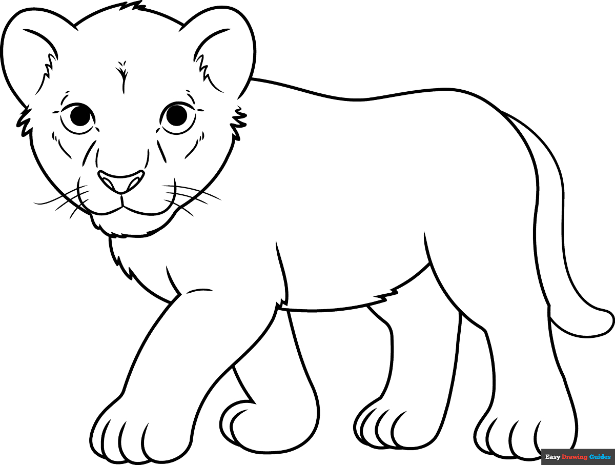 Lion Cub Coloring Page | Easy Drawing Guides for Free Printable Picture Of A Lion