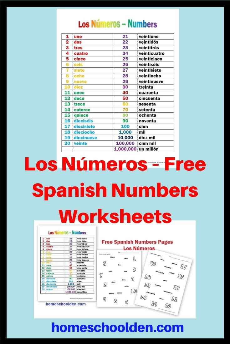 Los Números – Free Spanish Numbers Worksheets for Free Printable Spanish Numbers