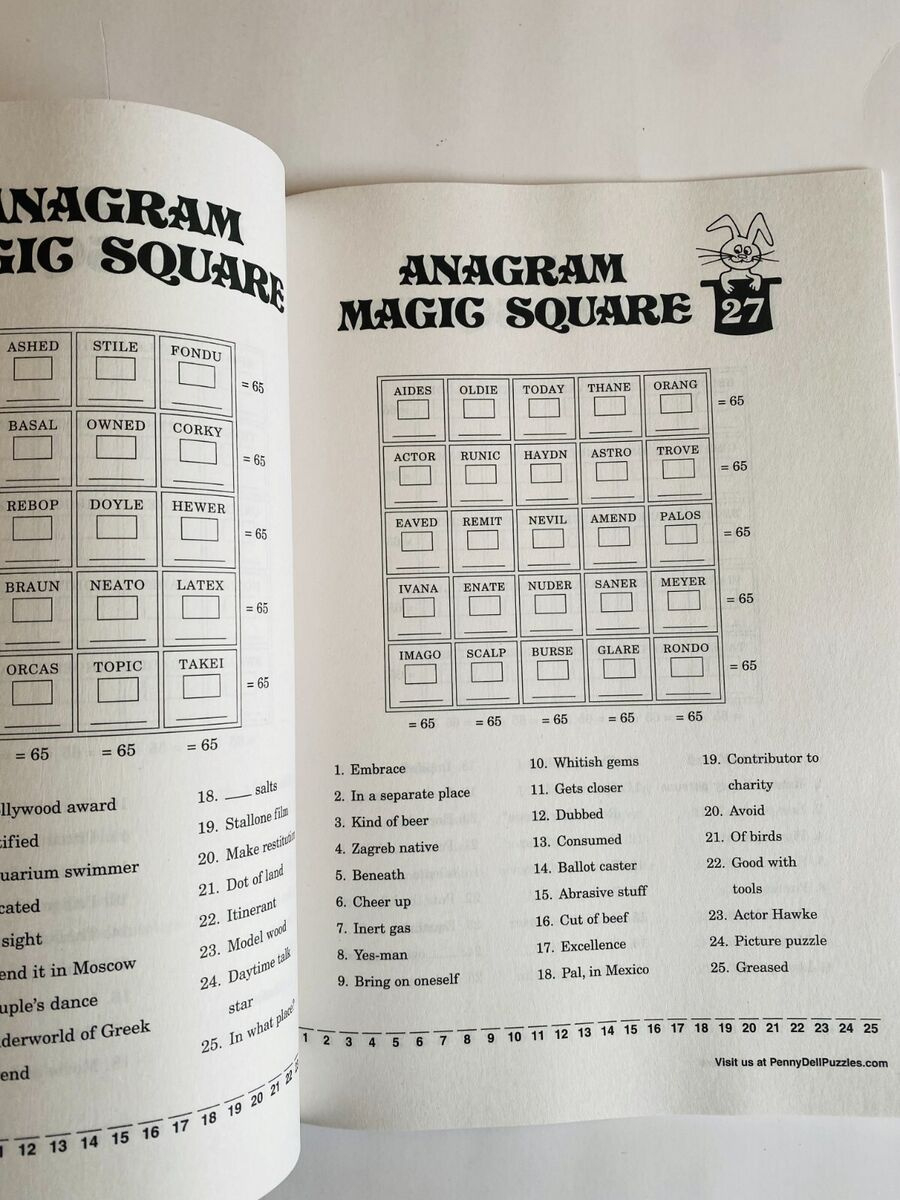 Lot Of 3 Anagram Magic Squares Penny Press Selected Puzzles 85-87 in Free Printable Anagram Magic Square Puzzles