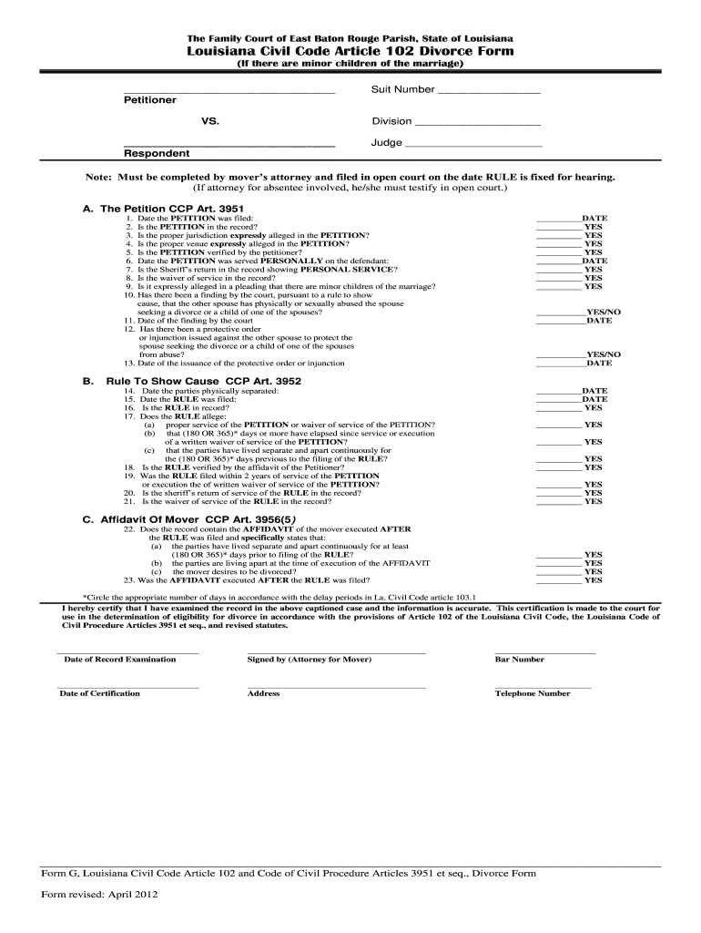 Louisiana Divorce Papers Pdf: Fill Out & Sign Online | Dochub within Free Printable Divorce Papers For Louisiana