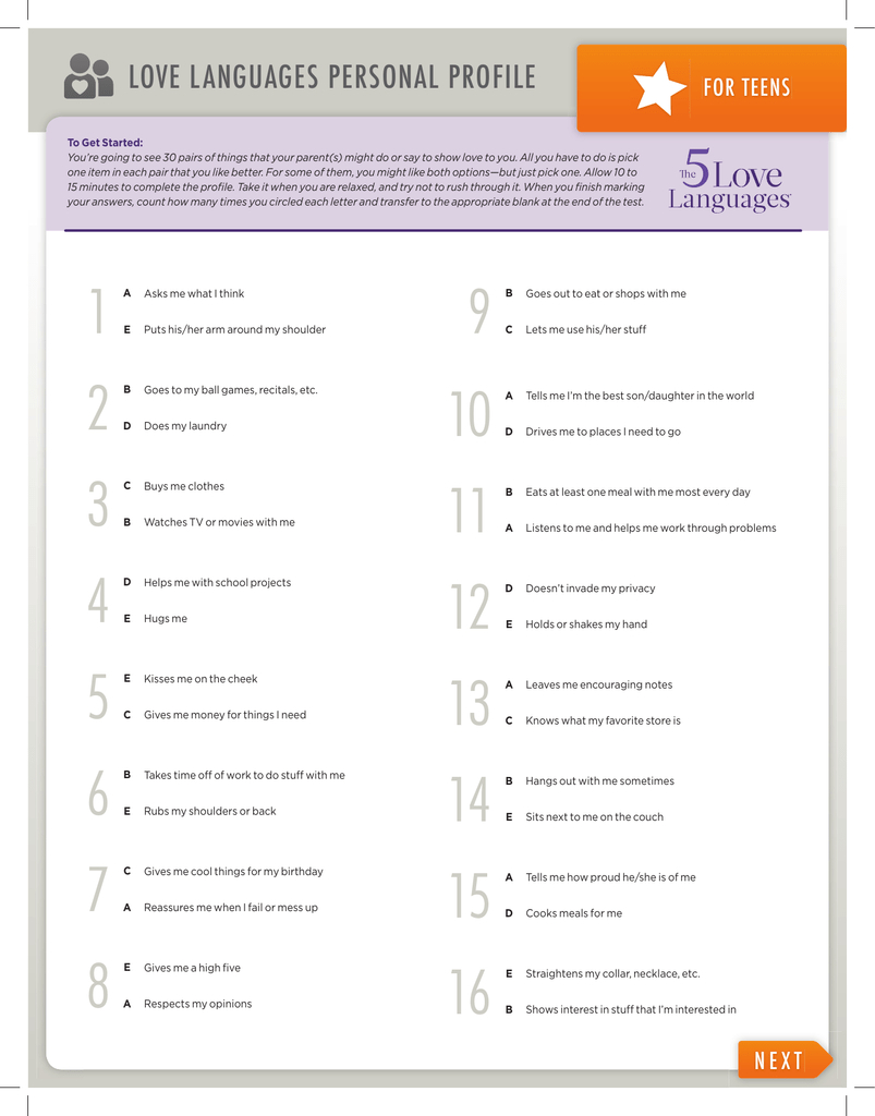 Love Languages Quiz For Teens: Discover Your Love Style in Free Printable Love Language Quiz