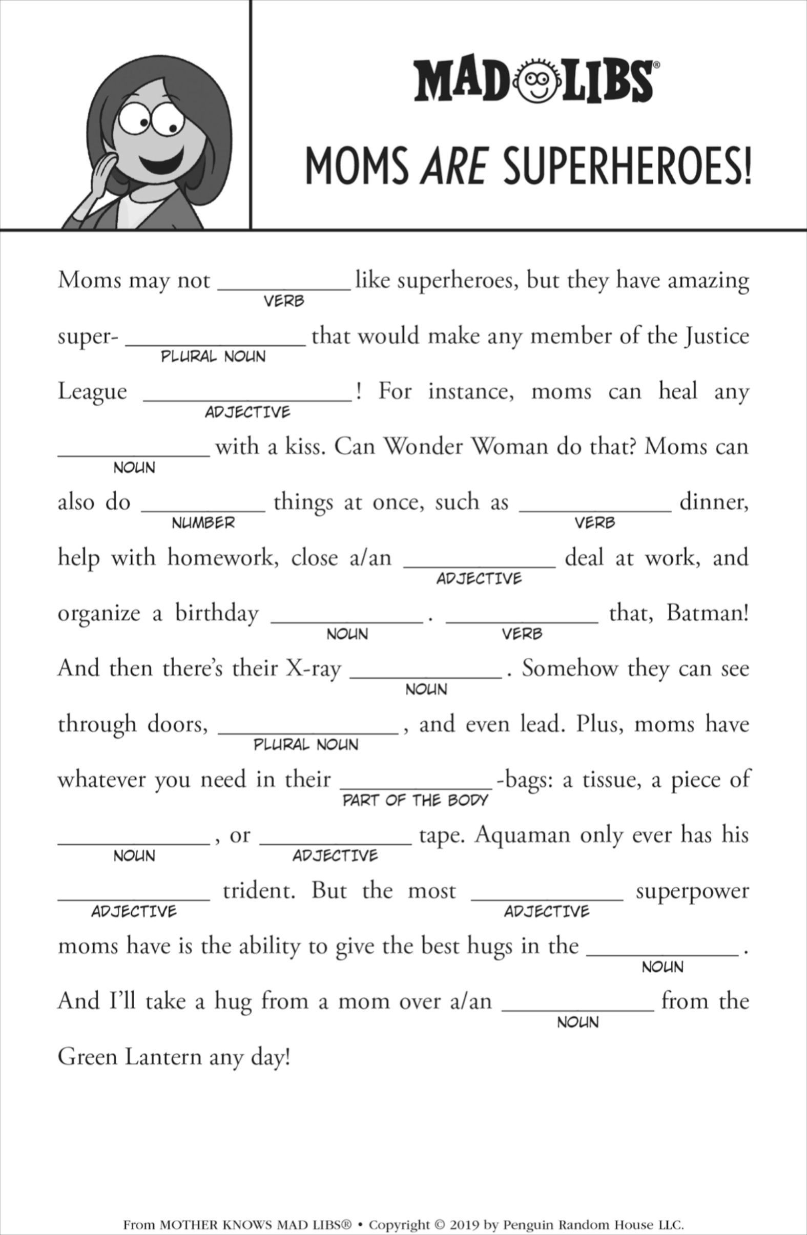 Mad Libs: Moms Are Superheroes - Worksheets Library pertaining to Mad Libs Online Printable Free