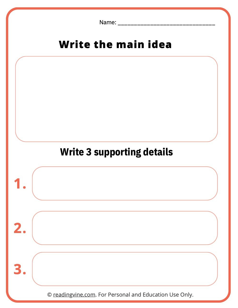 Main Idea Graphic Organizer with Free Printable Main Idea Graphic Organizer