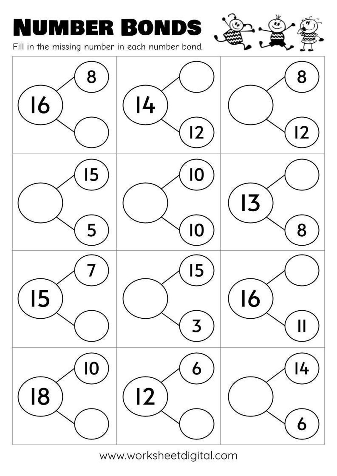 Make A Number Bond - Math Worksheets - Splashlearn - Worksheets throughout Free Printable Number Bond Template
