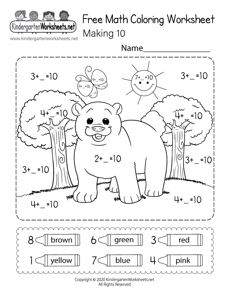 Making 10 Math Coloring Worksheet - Free Printable, Digital, & Pdf intended for Free Printable Math Coloring Sheets