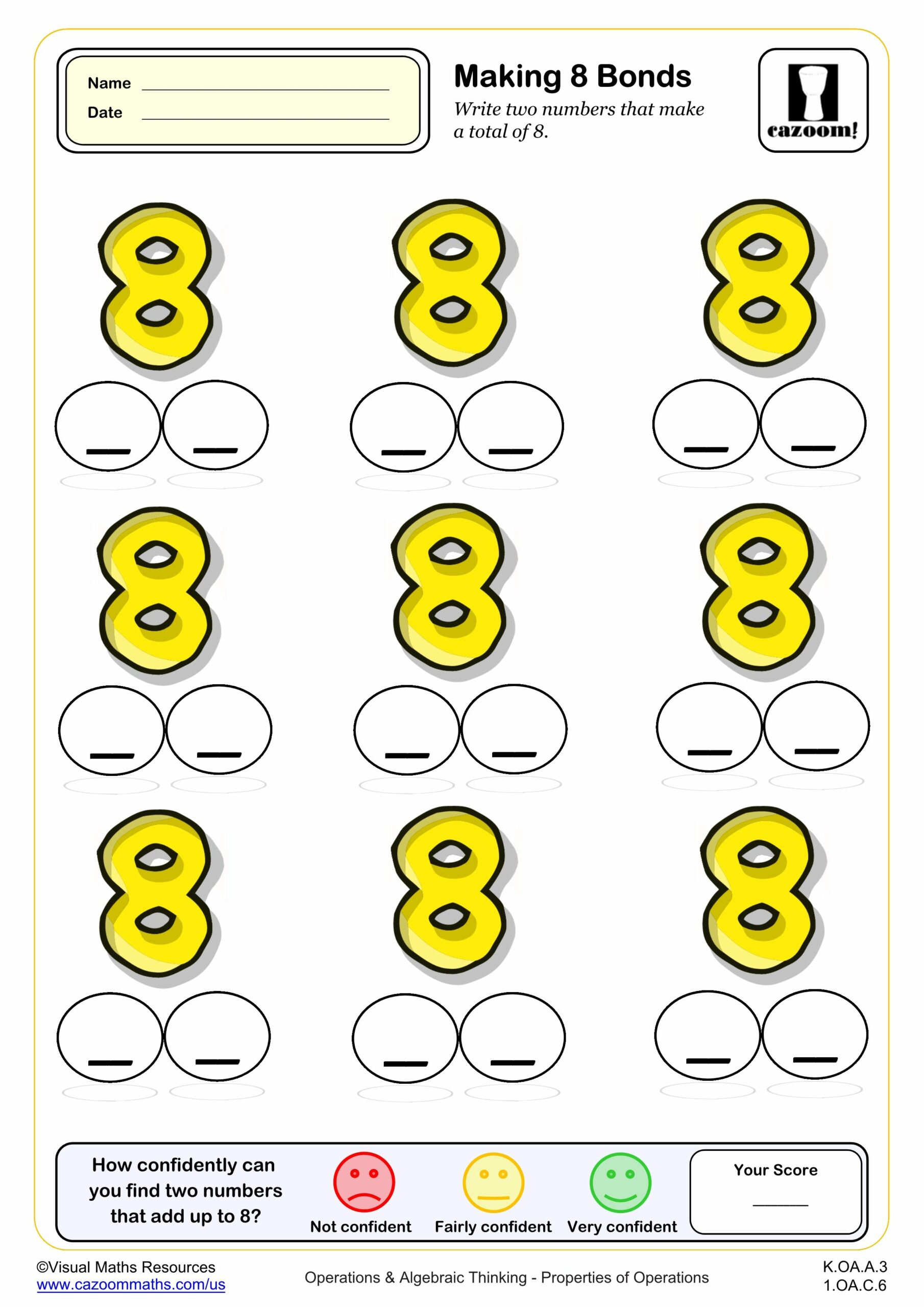 Making 8 (Bonds) | Fun And Engaging K Grade Pdf Worksheets for Free Printable Number Bonds Worksheets For Kindergarten