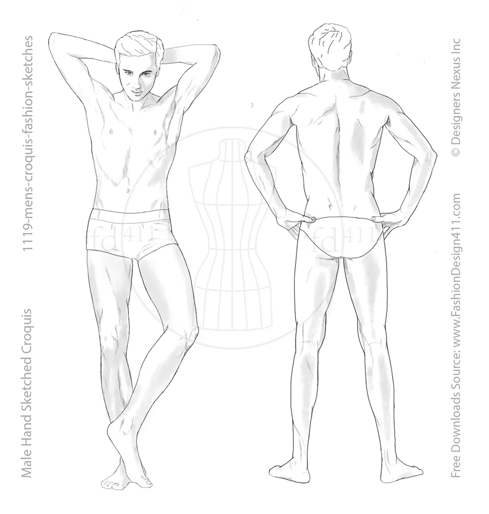 Male Fashion Croqui Templates with regard to Free Printable Fashion Model Templates