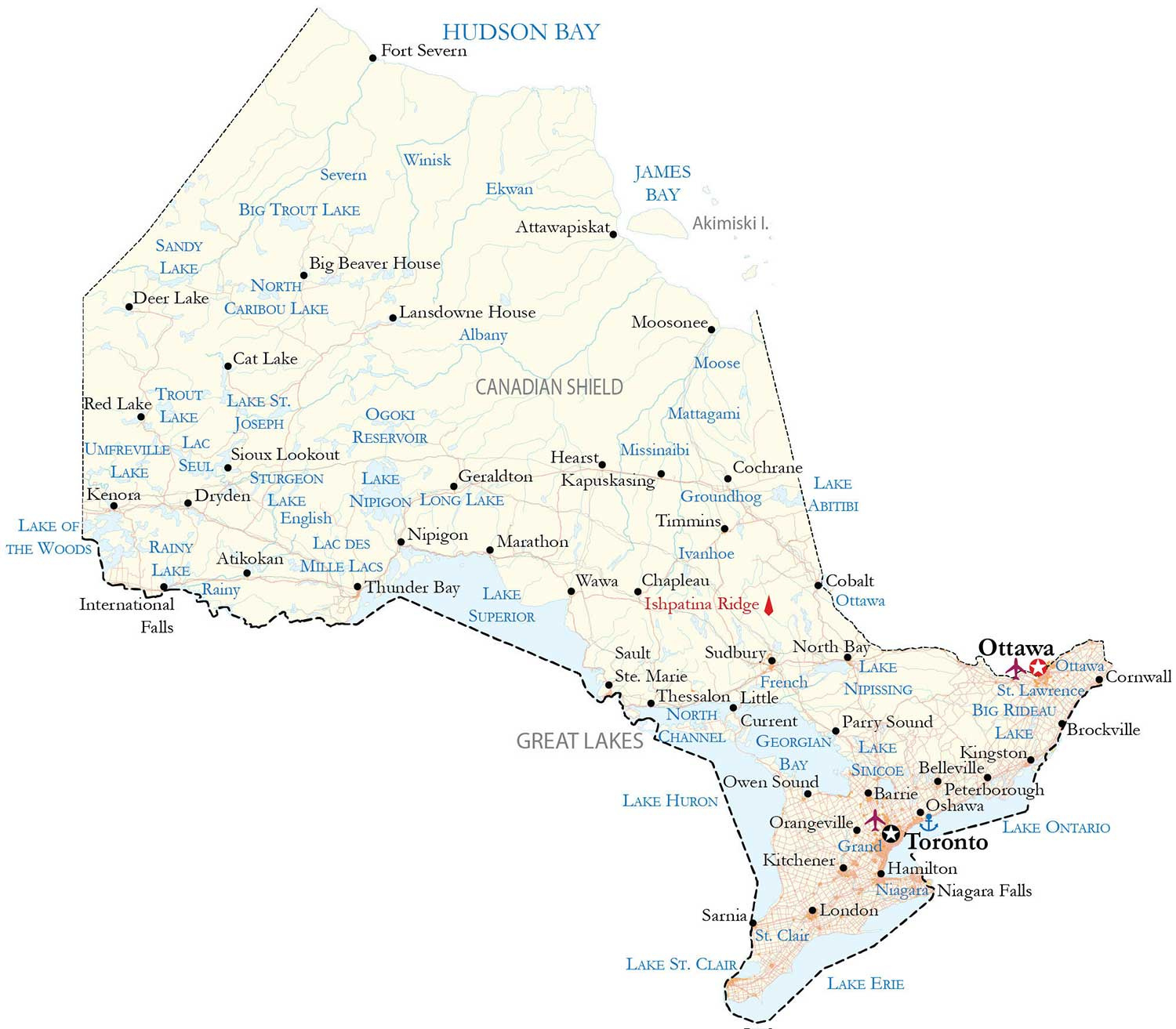Map Of Ontario - Cities And Roads - Gis Geography throughout Free Printable Map Of Ontario