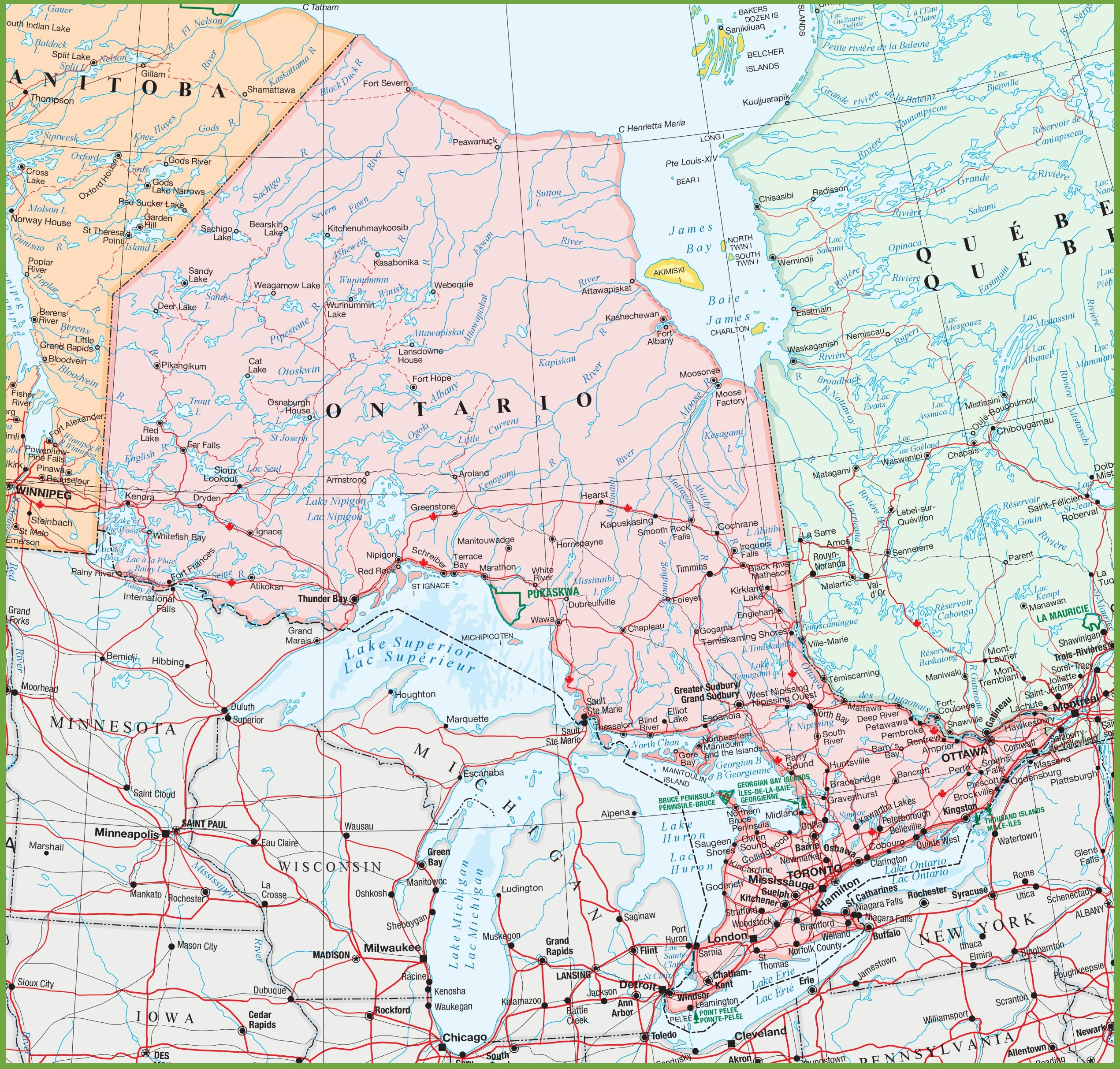 Map Of Ontario With Cities And Towns - Ontheworldmap with Free Printable Map Of Ontario