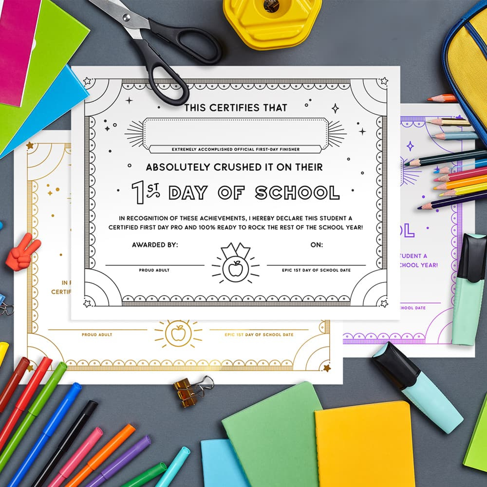 Mark The First Day Of School With A Fun Free Printable Award for Free Printable First Day Of School Certificate