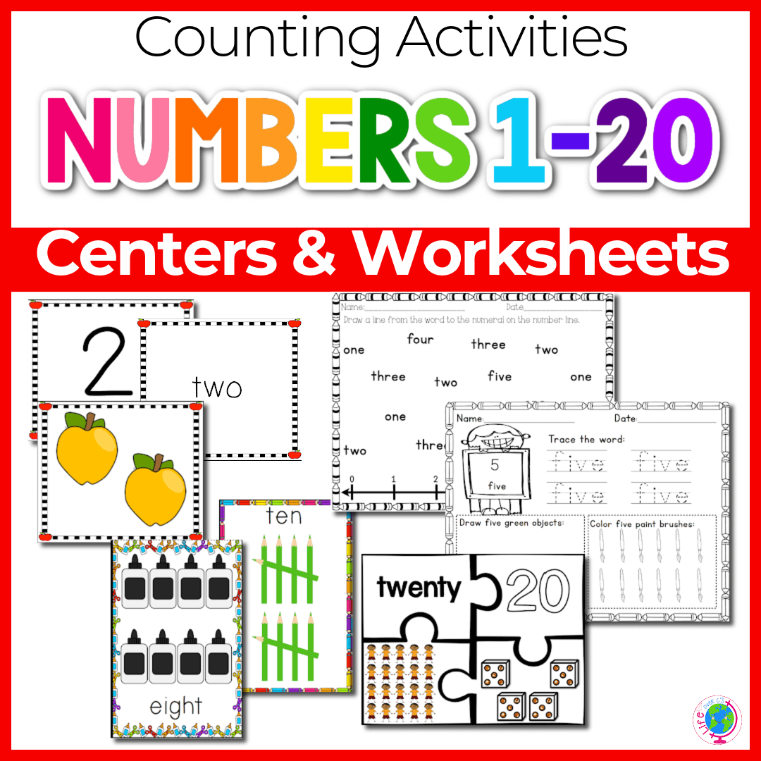 Math Centers & Worksheets For Numbers 1-20 in Free Printable Math Centers