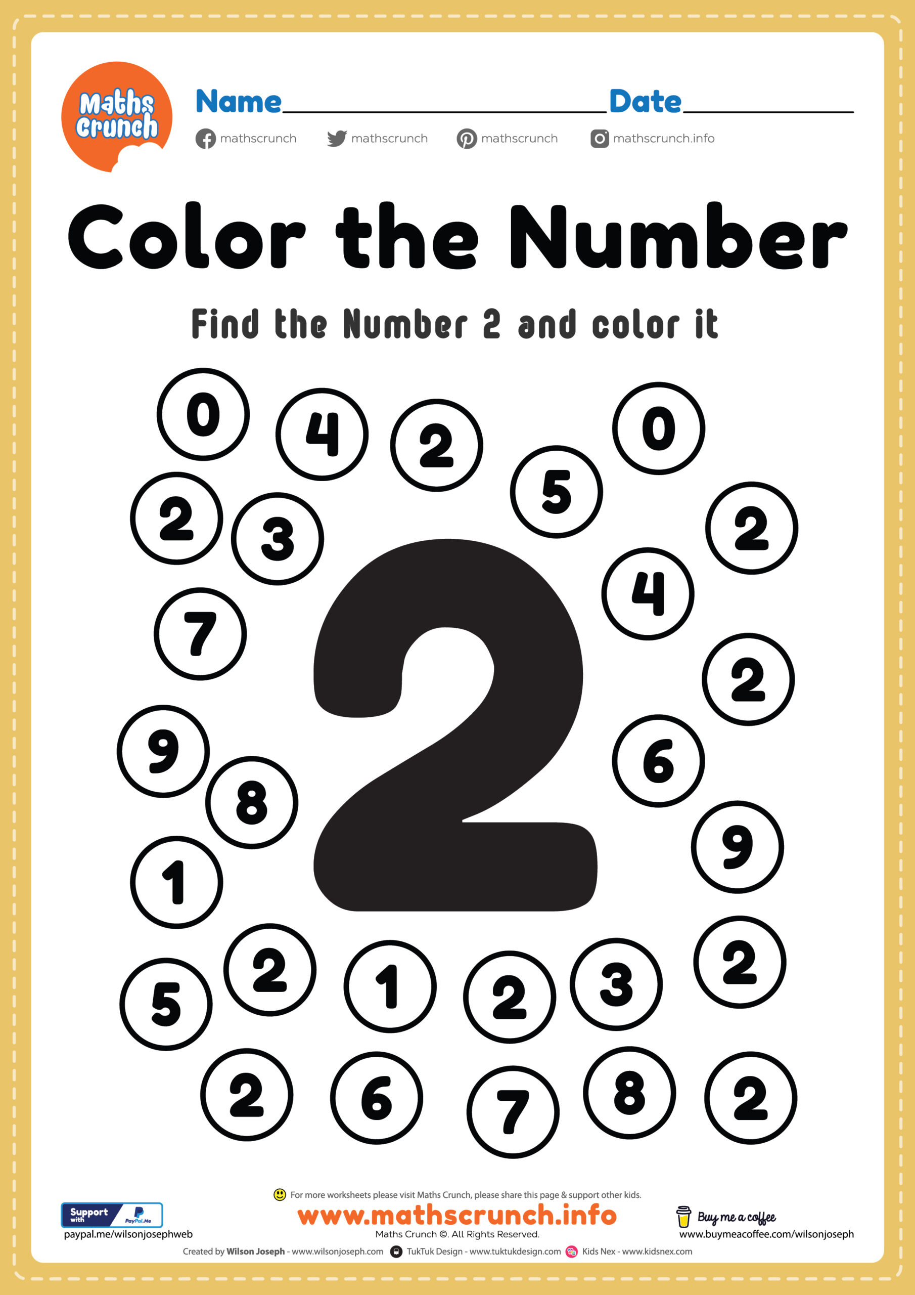 Math Worksheet, Number 2 Coloring Page - Free Printable Pdf throughout Free Printable Preschool Math Worksheets