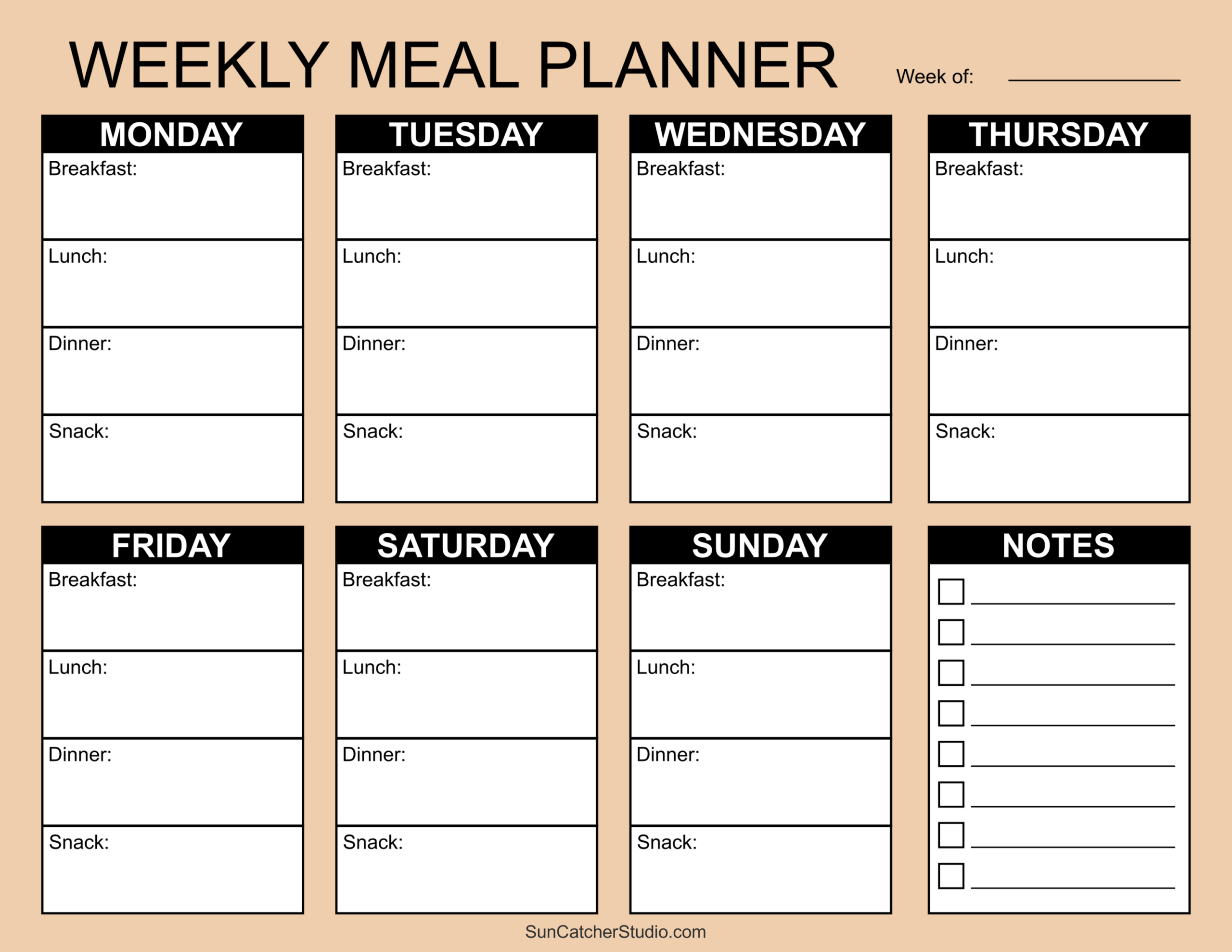 Meal Planners: Printable Weekly Menu Templates (Pdf) – Free with Weekly Menu Free Printable