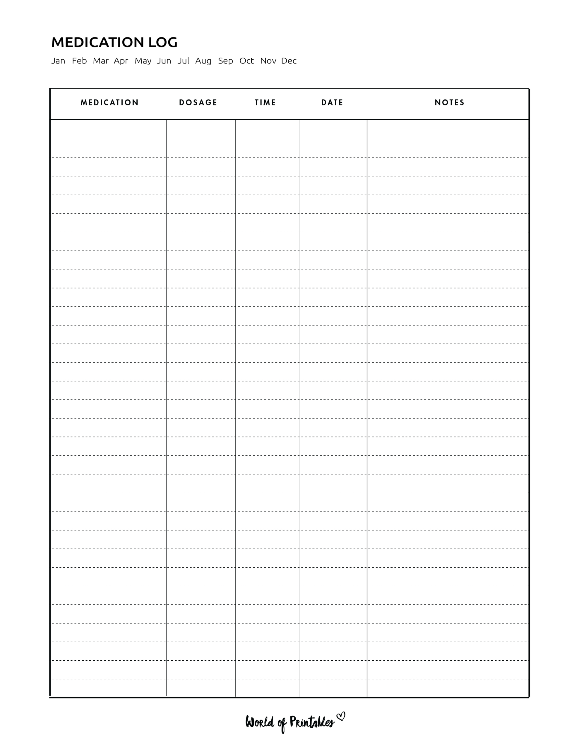 Medication Log - 8 Of The Best Templates - World Of Printables in Free Printable Medication Log