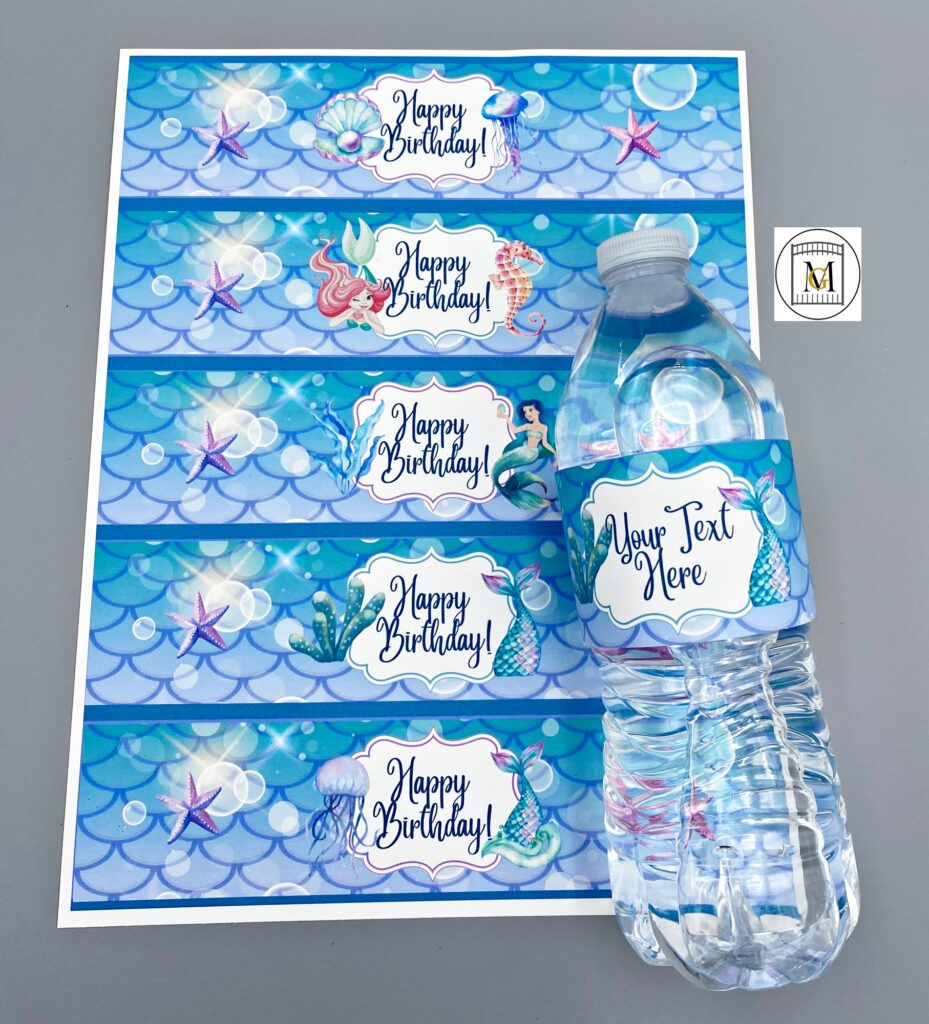 Mermaid Birthday Water Bottle Editable Label · Major Gates inside Free Printable Little Mermaid Water Bottle Labels