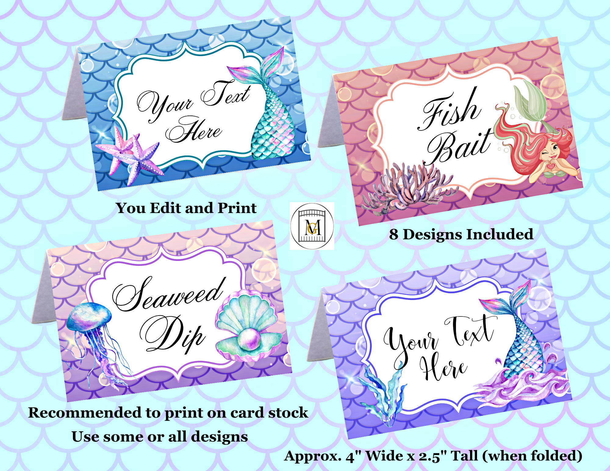Mermaid Food Label/Food Tents/Candy Labels-Editable · Major Gates inside Free Printable Food Tent Cards