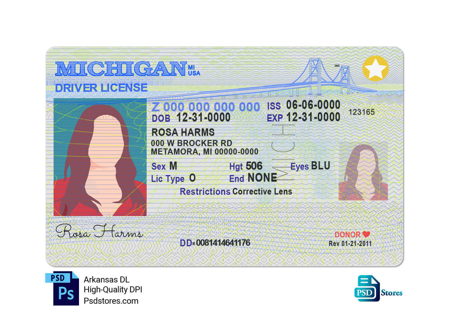 Michigan Driver License Template - Psd Stores inside Free Printable Fake Drivers License