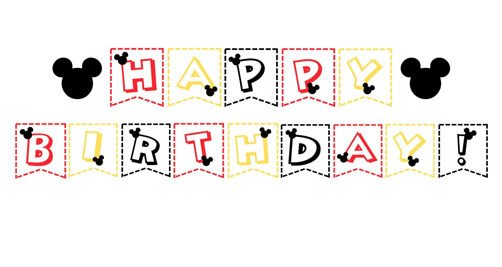 Mickey Mouse Happy Birthday Banner/ Instant Download/ Printable/ Mickey  Mouse Bunting Banner/ Mickey Mouse Party Decorations throughout Free Printable Mickey Mouse Birthday Banner