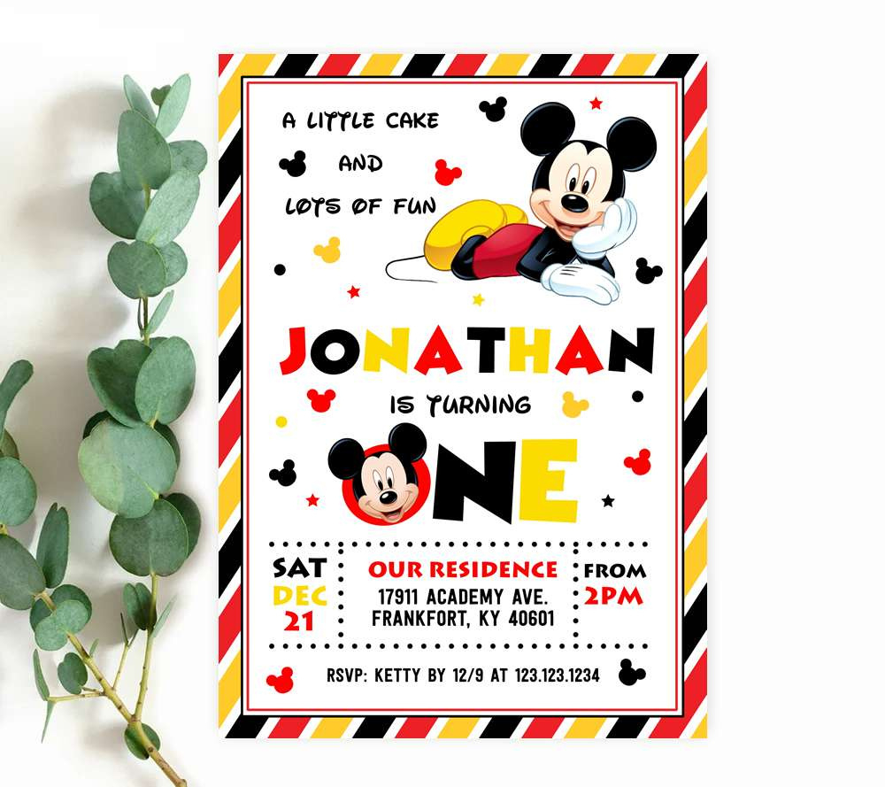 Mickey Mouse Invitations - Editable Templates Instant Download inside Free Printable Mickey Mouse Birthday Invitations