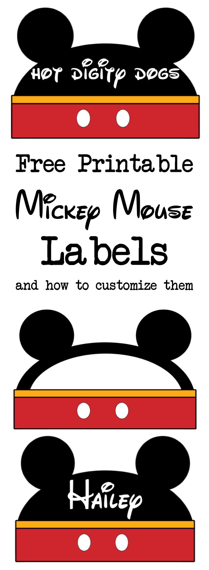 Mickey Mouse Labels Free Printable - Paper Trail Design throughout Free Printable Mickey Mouse Favor Tags