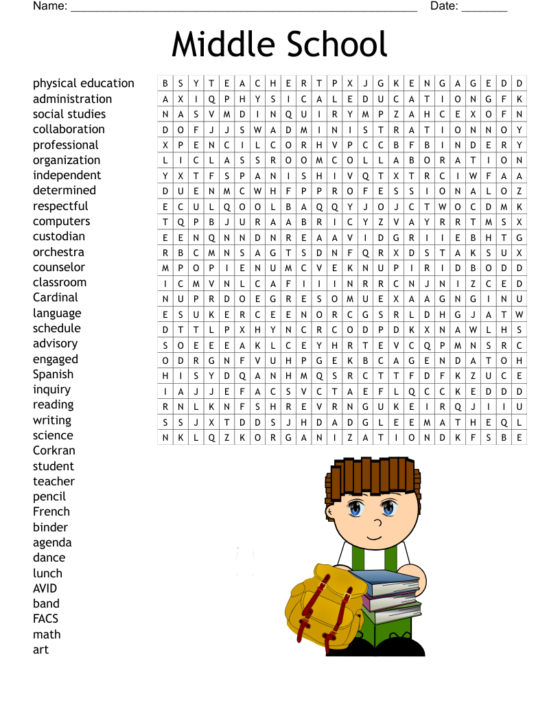 Middle School Word Search - Wordmint throughout Free Printable Word Searches For Middle School Students