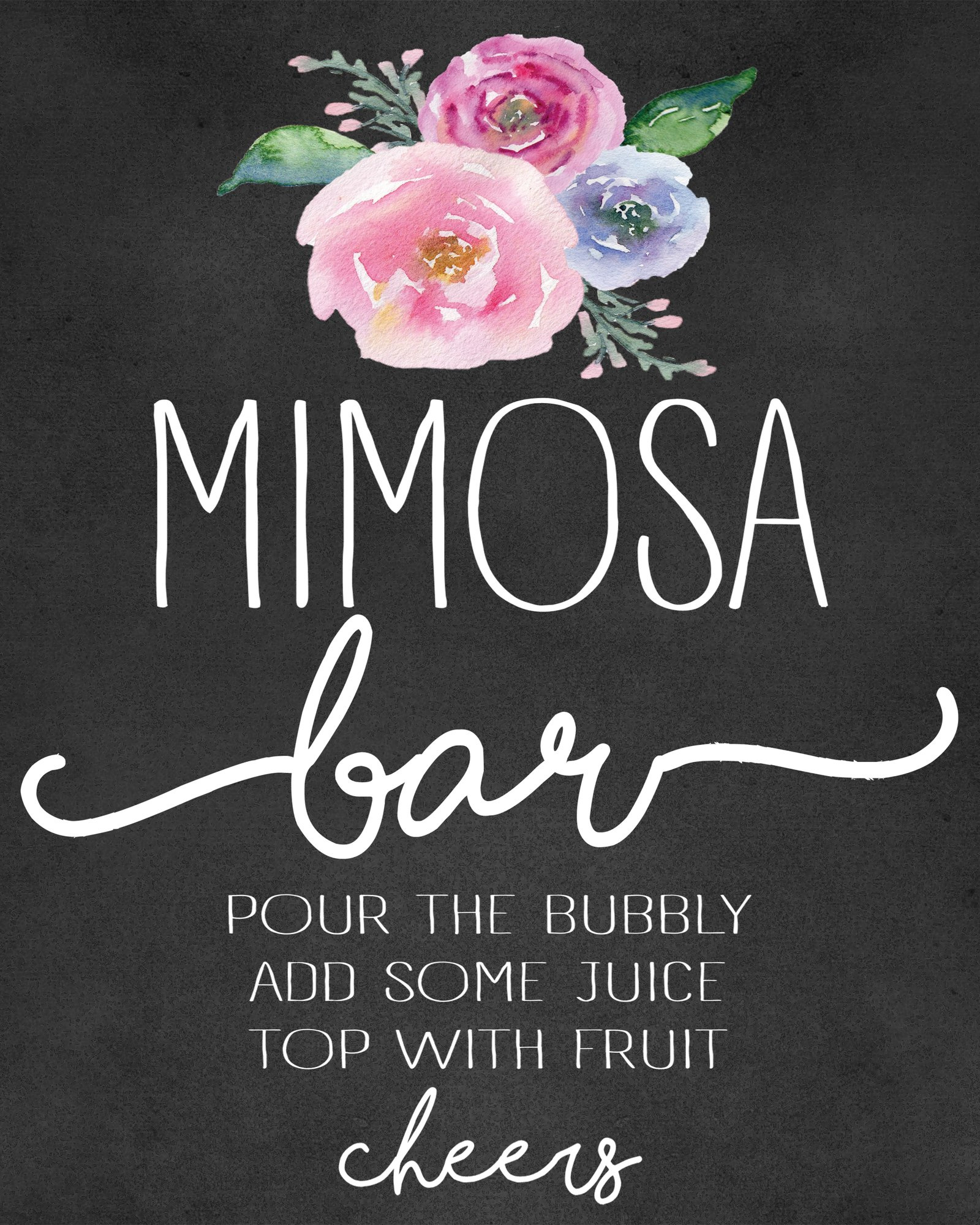 Mimosa Bar And Shower Printables pertaining to Free Printable Mimosa Bar Sign