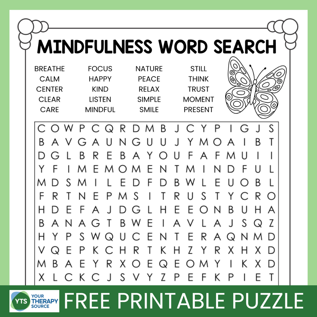 Mindfulness Word Search Puzzle Free Printable - Your Therapy Source throughout Free Printable Word Puzzles