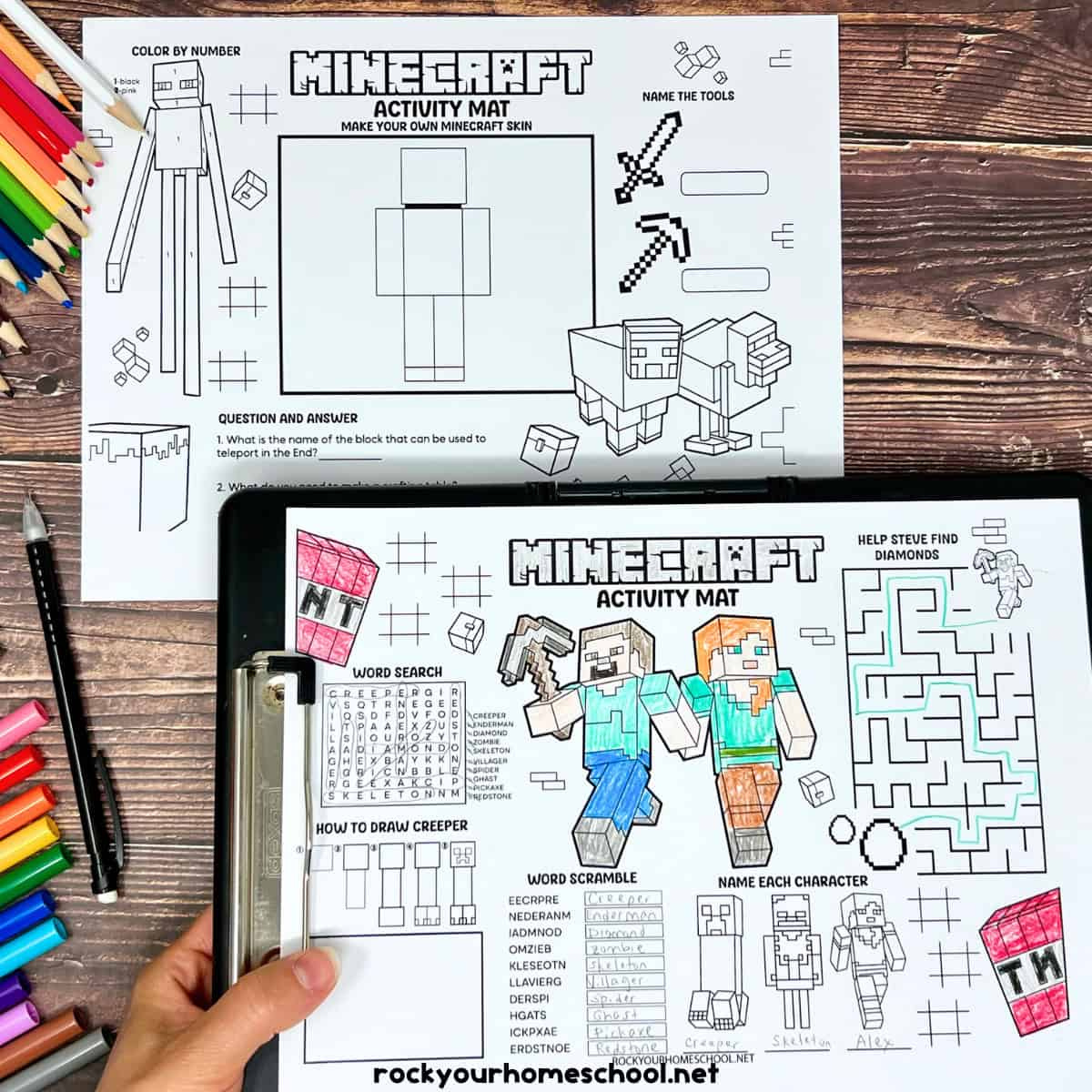 Minecraft Activity Sheets: Easy Ways To Have A Blast (Free) - Rock in Free Printable Minecraft Activity Pages