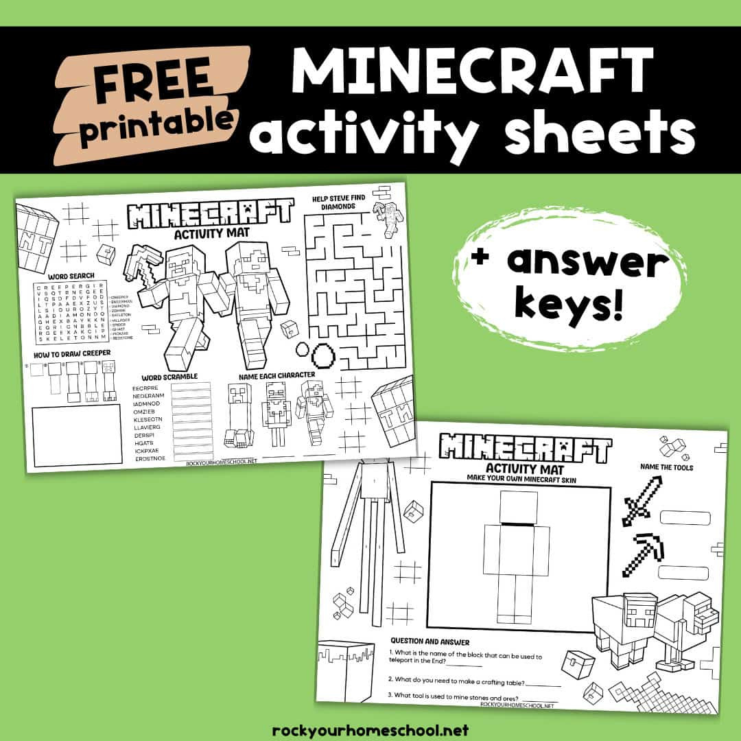 Minecraft Activity Sheets - Rock Your Homeschool within Free Printable Minecraft Activity Pages