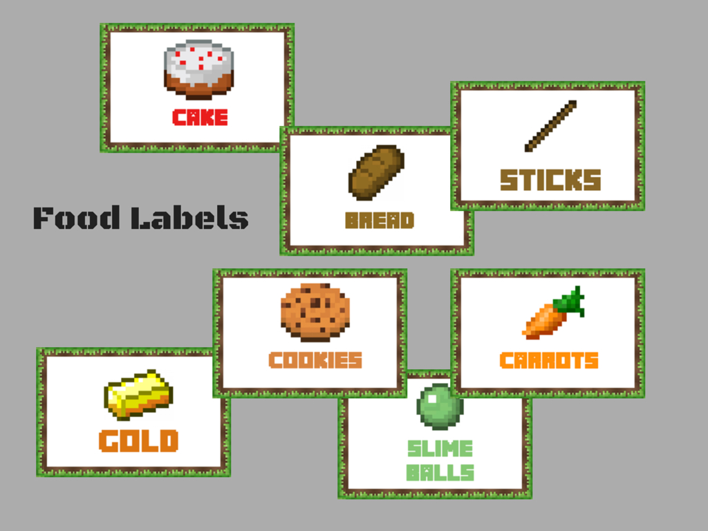 Minecraft Food Labels - Magical Printable with regard to Free Printable Minecraft Food Labels