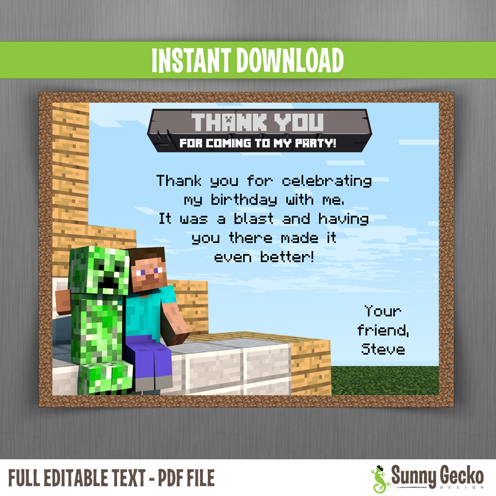 Minecraft Thank You Card - Worksheets Library pertaining to Free Printable Minecraft Thank You Notes