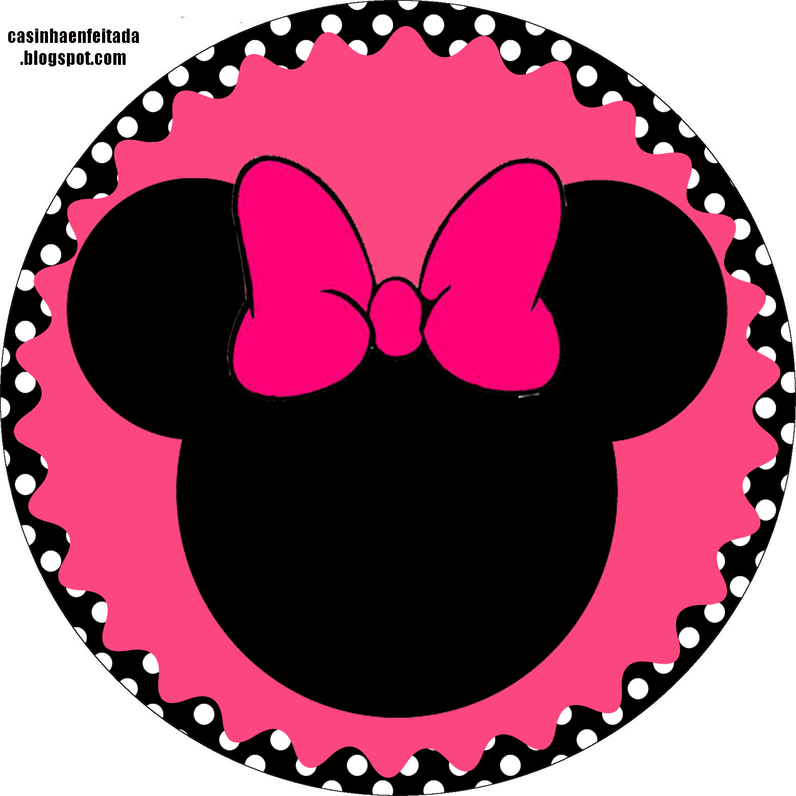 Minnie In Pink With Withe Polka Dots Party: Free Printable Cupcake with Free Printable Minnie Mouse Cupcake Wrappers
