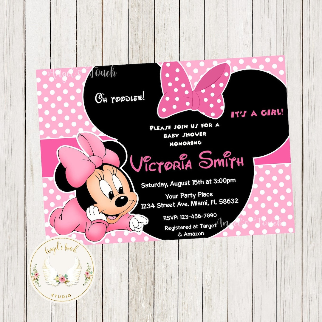 Minnie Mouse Baby Shower Invitation, Minnie Mouse Baby Invitation with Free Printable Minnie Mouse Baby Shower Invitations