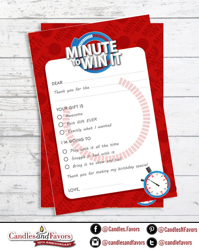 Minute To Win It - Birthday Party Invitation Diy Printable Pdf - Etsy with Free Printable Minute To Win It Invitations