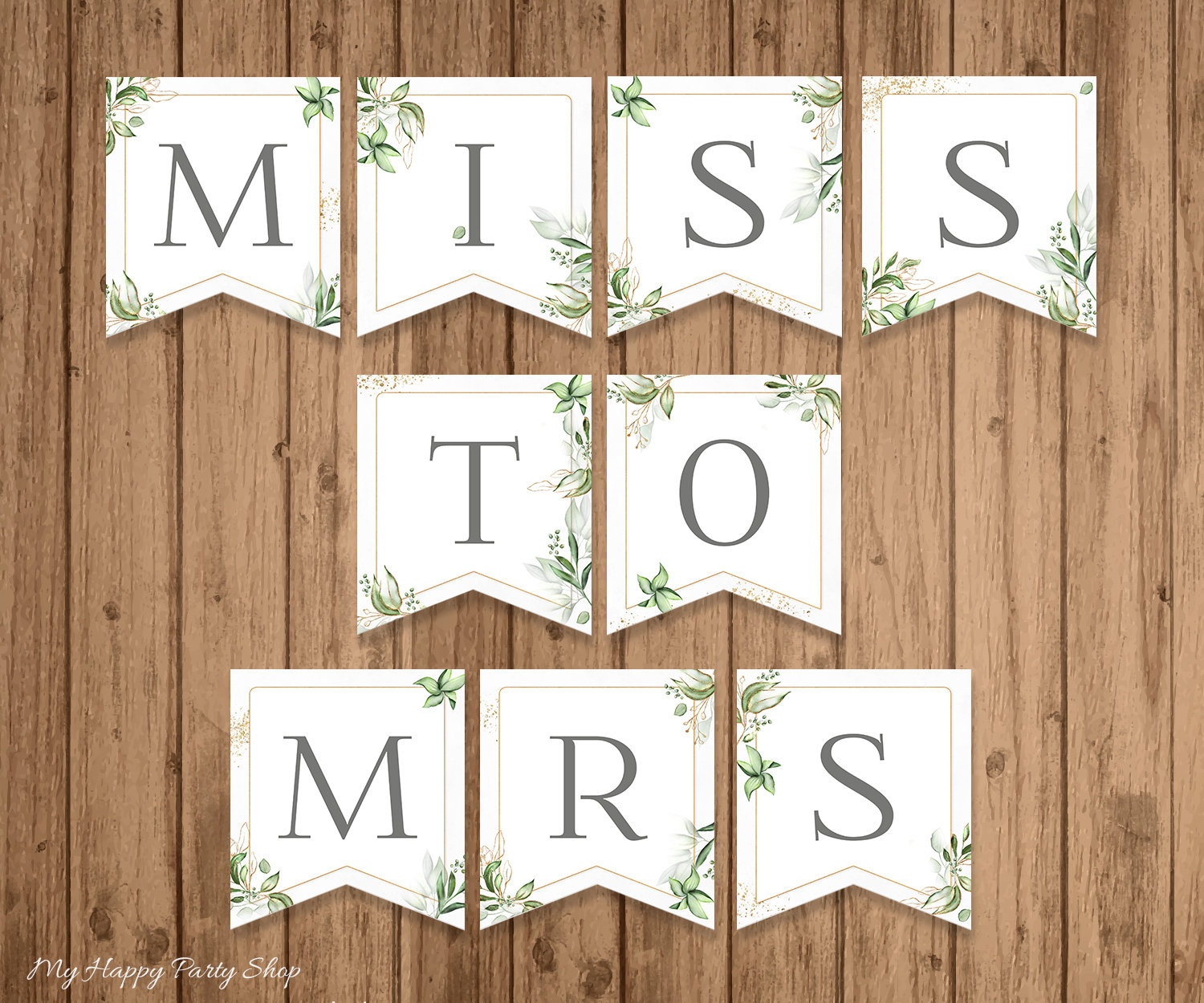 Miss To Mrs Banner, Printable, Bridal Shower Banner, Greenery within Free Printable Miss To Mrs Banner