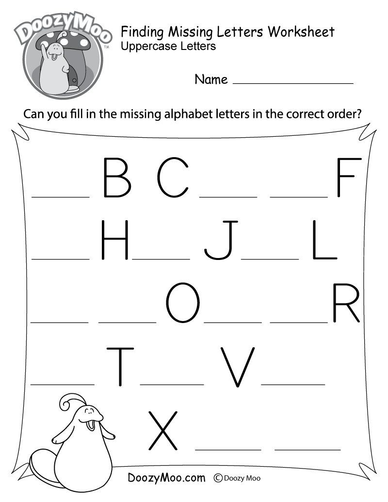 Missing Letter Worksheets (Free Printables) - Doozy Moo for Free Printable Alphabet Worksheets For Grade 1