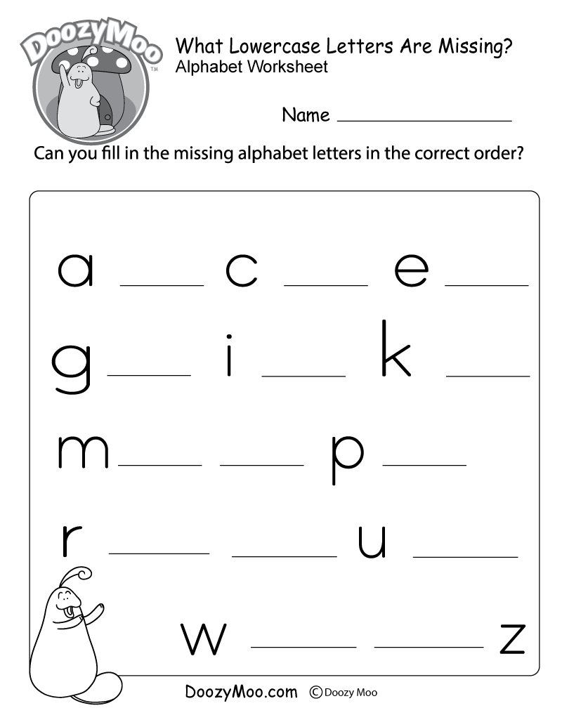 Missing Letter Worksheets (Free Printables) - Doozy Moo intended for Free Printable Letter Worksheets
