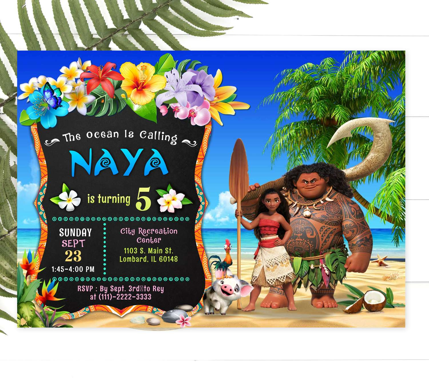 Moana Birthday Invitation Template - Edit Online Now intended for Free Moana Printable Invitations