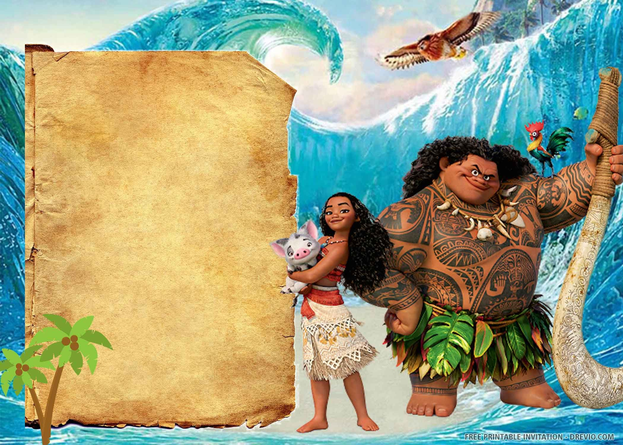 Moana Birthday Invitation Template in Free Printable Moana Invitations