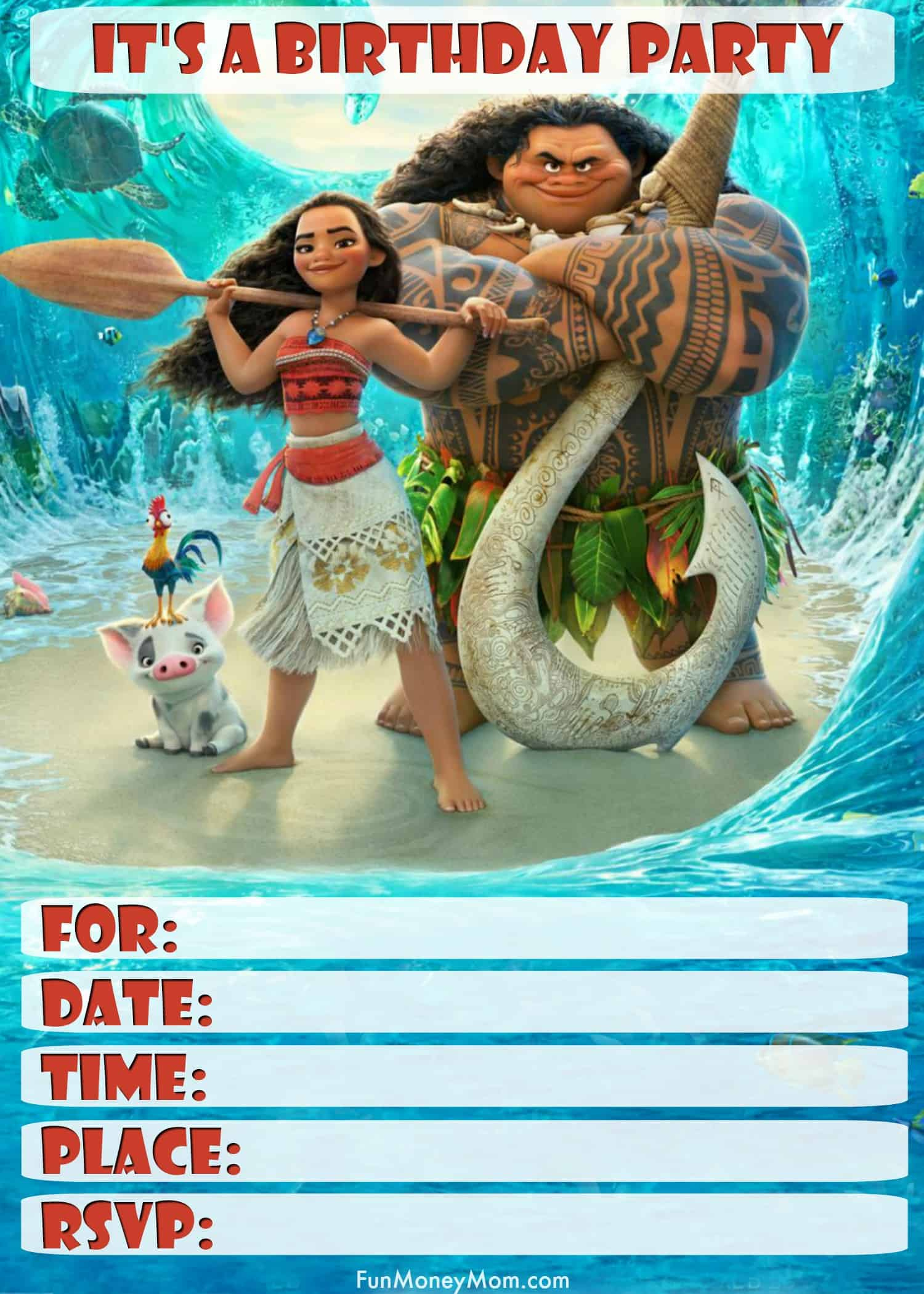 Moana Birthday Invitations (Free Printables) - Fun Money Mom inside Free Moana Printable Invitations