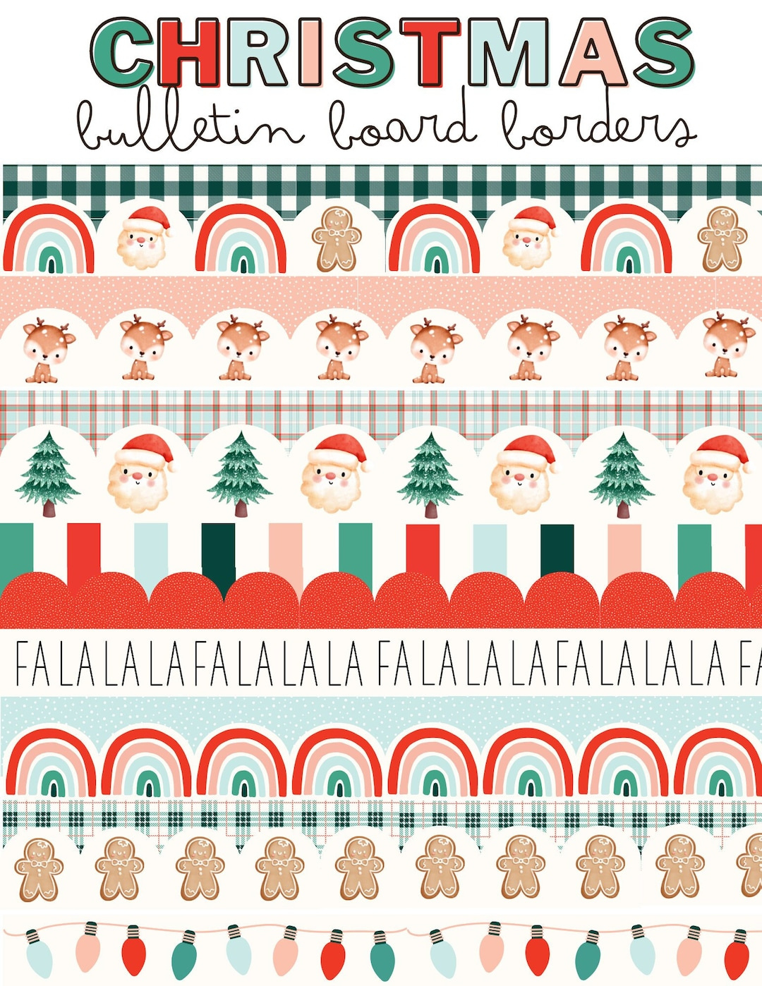 Modern Christmas Bulletin Board Borders - Etsy Uk inside Free Printable Christmas Bulletin Board Borders