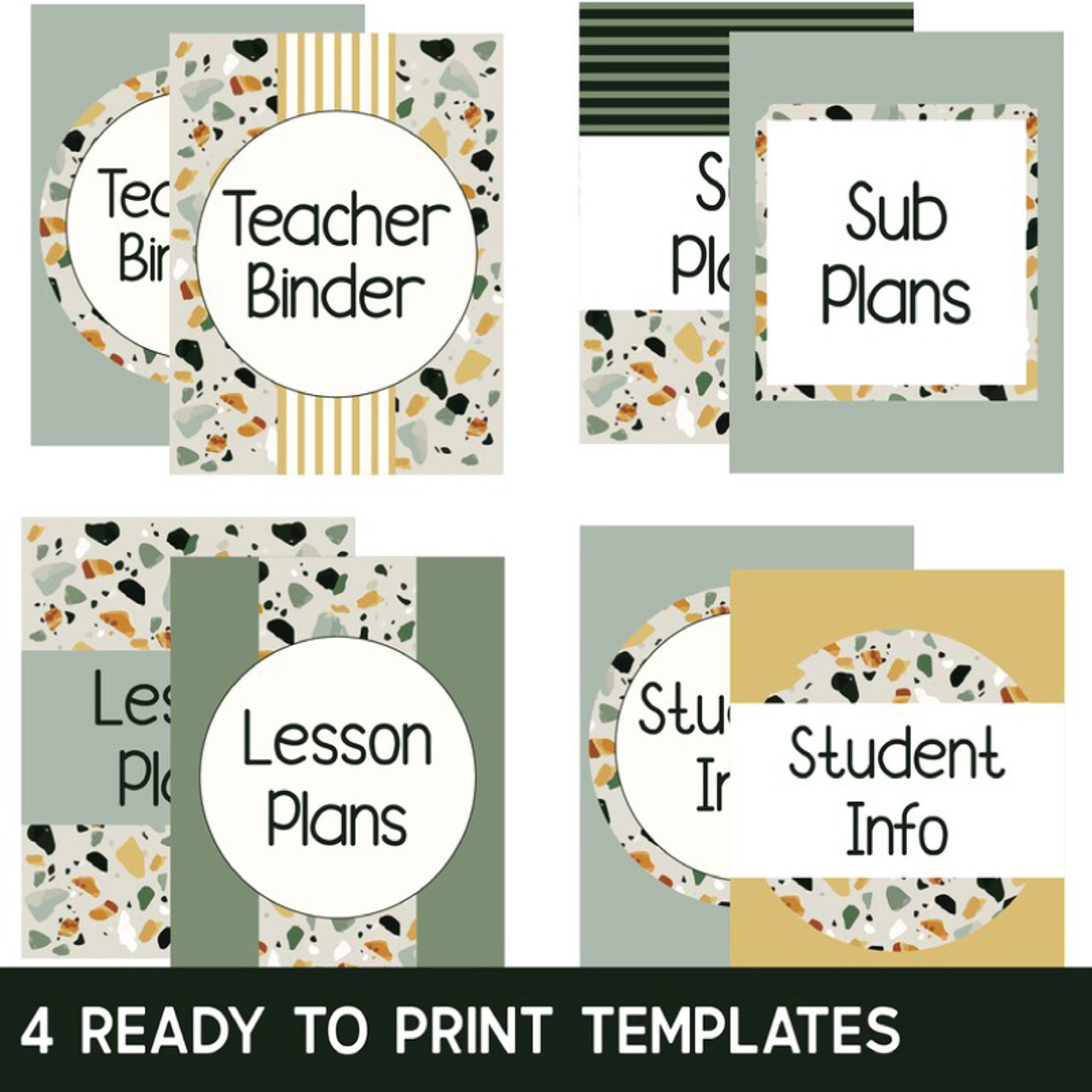 Modern Terrazzo Classroom Binder Covers And Spines – Printable pertaining to Free Printable Binder Covers And Spines