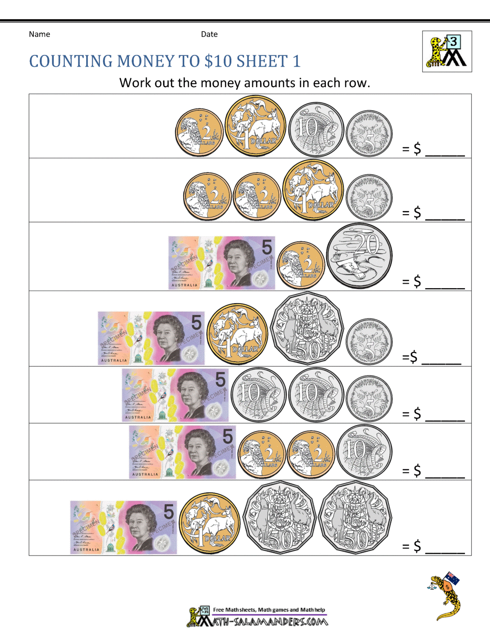 Money Worksheets Australian throughout Free Printable Money Worksheets Australia