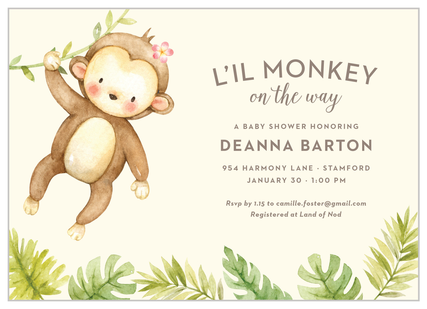 Monkey Tree Baby Shower Invitationsbasic Invite within Free Printable Monkey Girl Baby Shower Invitations