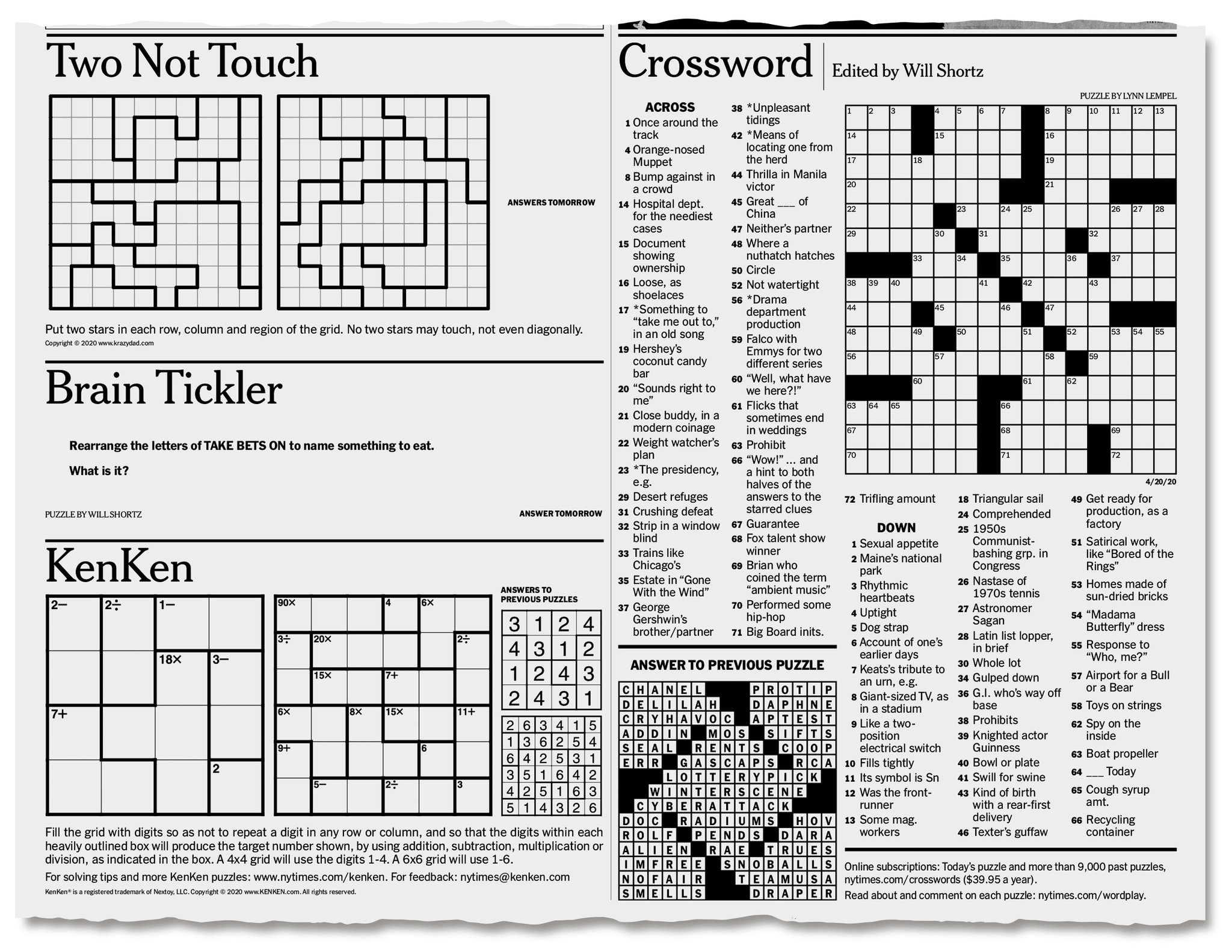 More Puzzles To Pass The Time - The New York Times with New York Times Crossword Printable Free