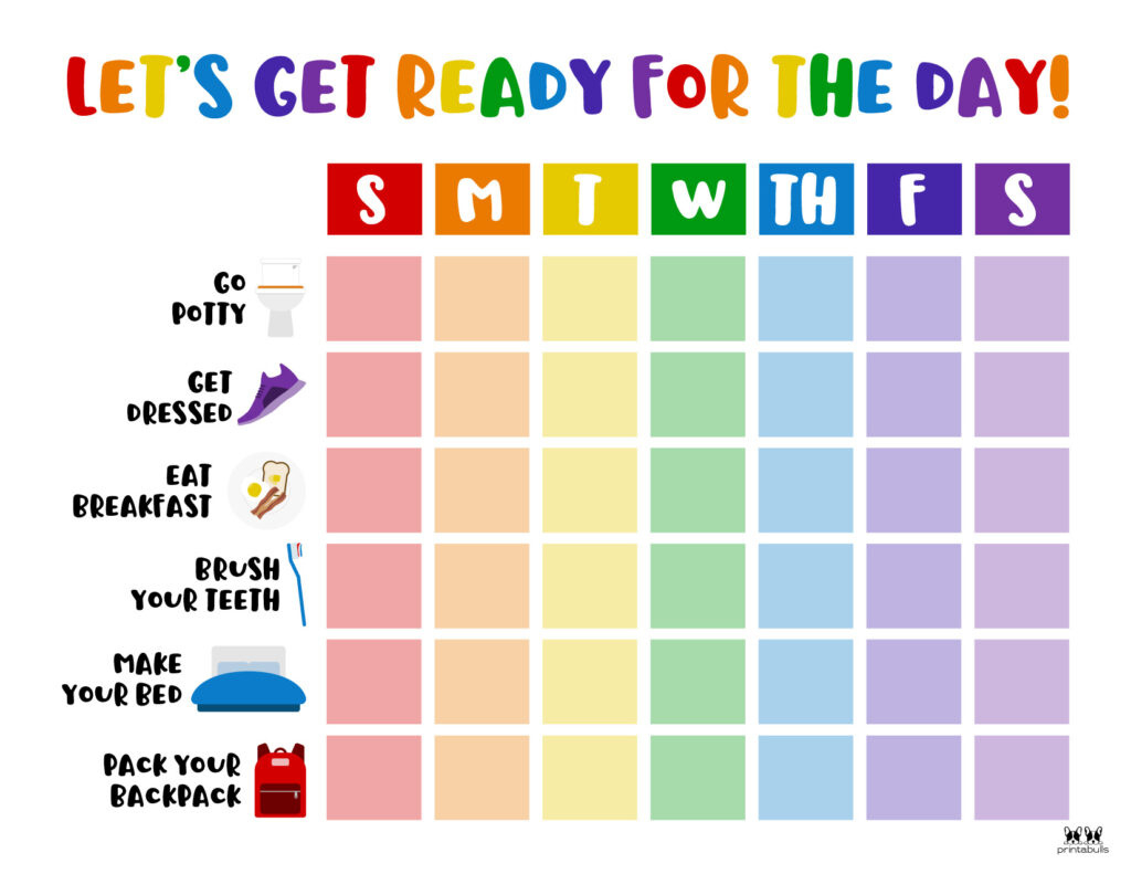 Morning Routine Charts - 15 Free Printables | Printabulls regarding Children&amp;amp;#039;s Routine Charts Free Printable